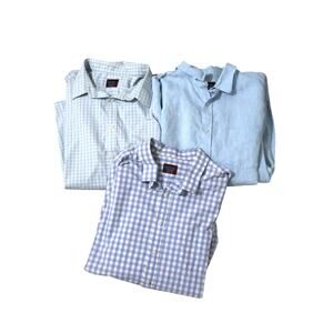 Untuckit Blue Linen Check Long Sleeve Button Up Shirt Lot XXXL Office Career